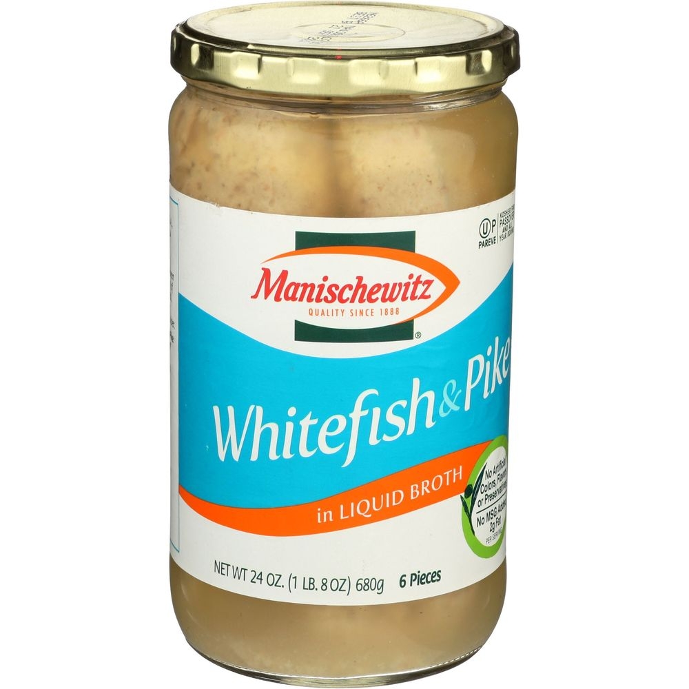 Manischewitz Whitefish and Pike in Liquid Broth, 24 Ounce -- 12 per case