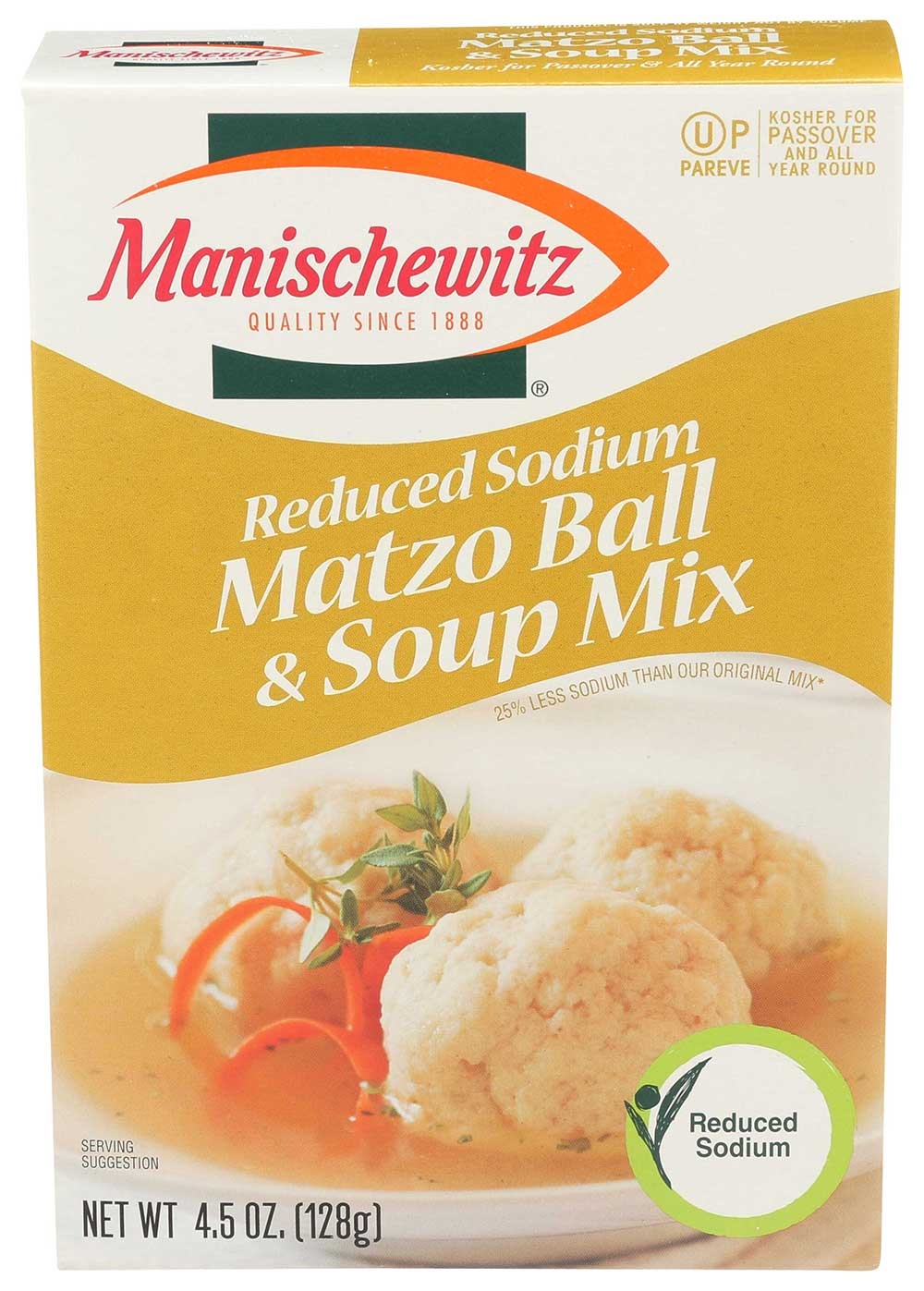 Manischewitz Reduced Sodium Matzo Ball Soup Mix, 4.5 Ounce -- 12 per case
