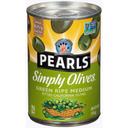 Pearls Simply Olives Green Ripe Medium Pitted Olives, 6 Ounce -- 12 per case.