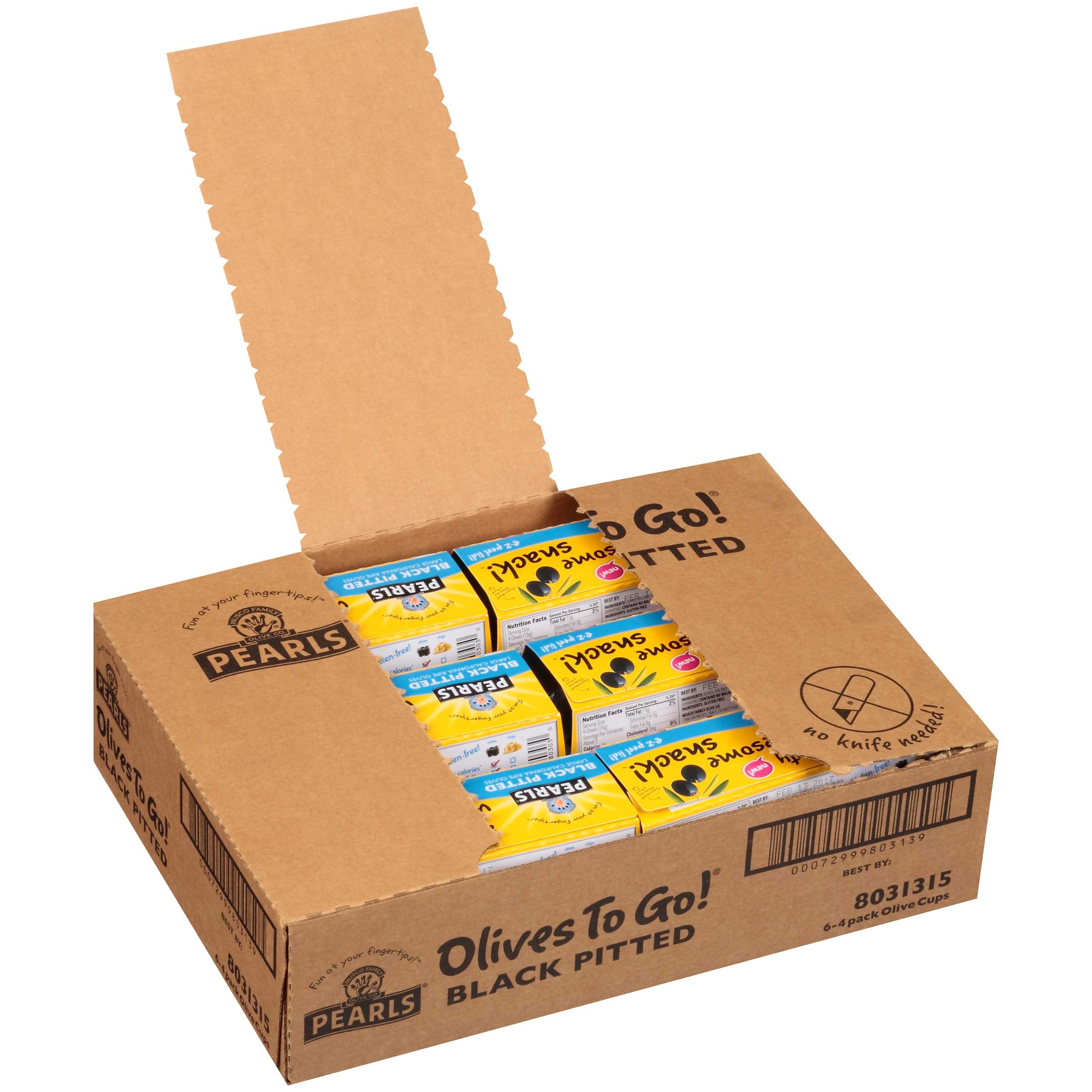 Pearls Black Pitted Olives, 4.8 Ounce Cup -- 6 Per Case