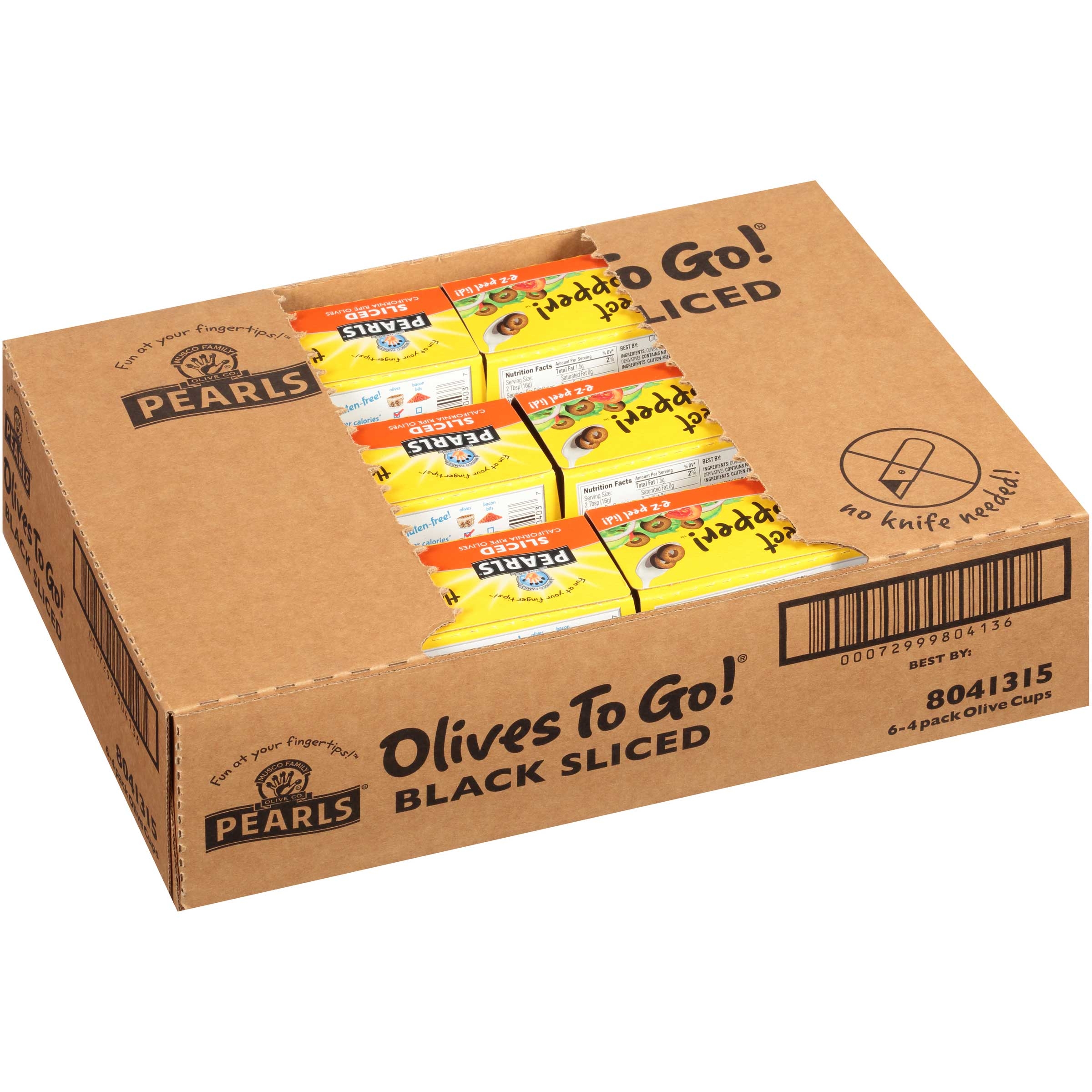 Pearls Black Sliced Olives, 5.6 Ounce Cup -- 6 Per Case