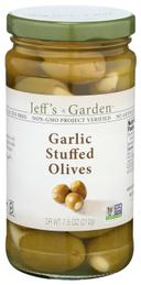 Jeffs Natural Stuffed Garlic Olives, 7.5 Ounce -- 6 per case.