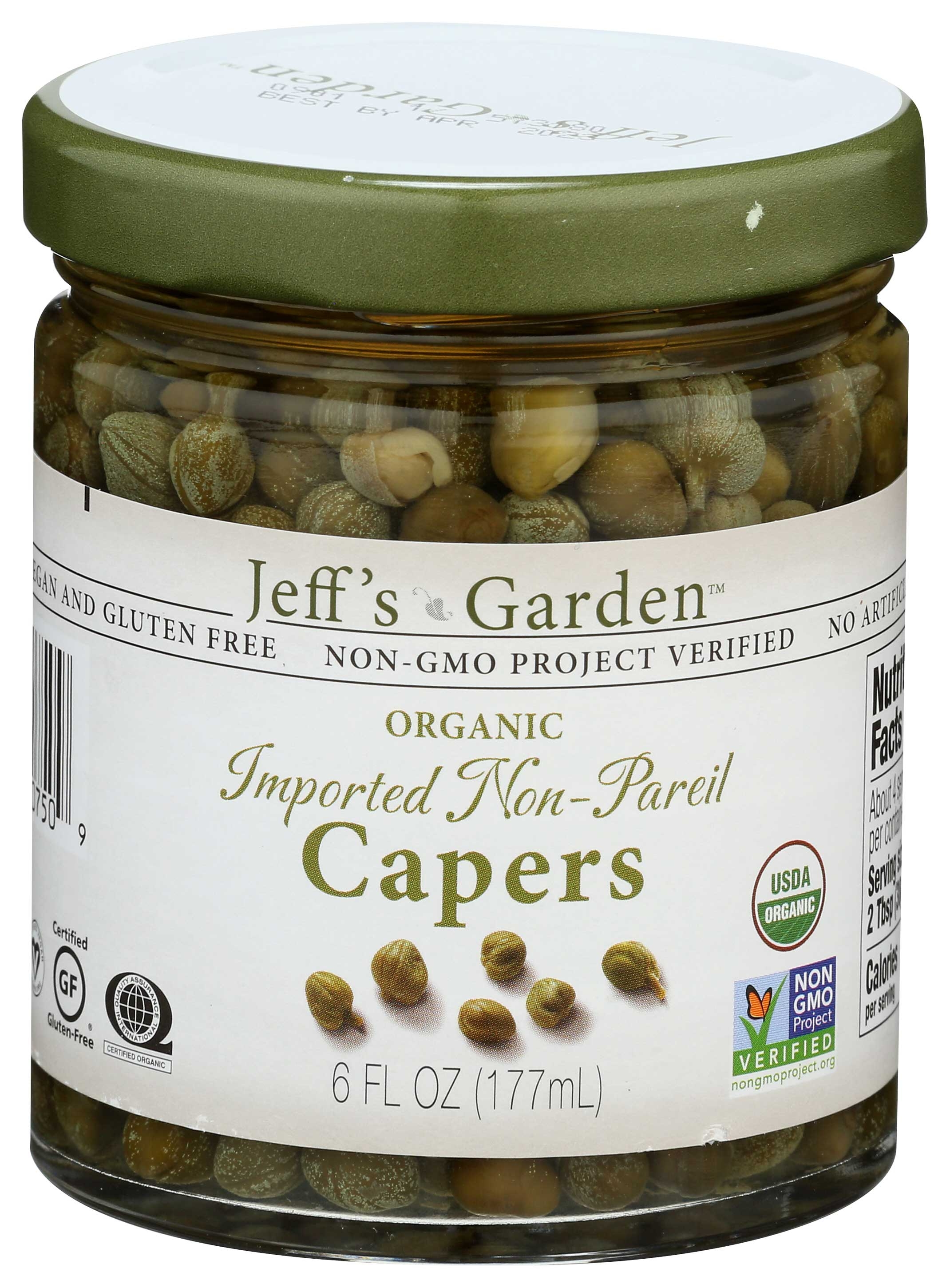 Jeff's Garden Organic Imported Non Pareil Capers, 6 Ounce -- 6 Per Case