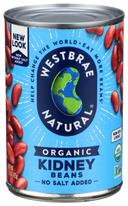 Westbrae Organic Kidney Beans; Fat Free - 15 ounce  -- 12 per case.