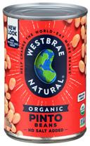Westbrae Organic Fat Free Beans; Pinto Beans  - 15 ounce  -- 12 per case.