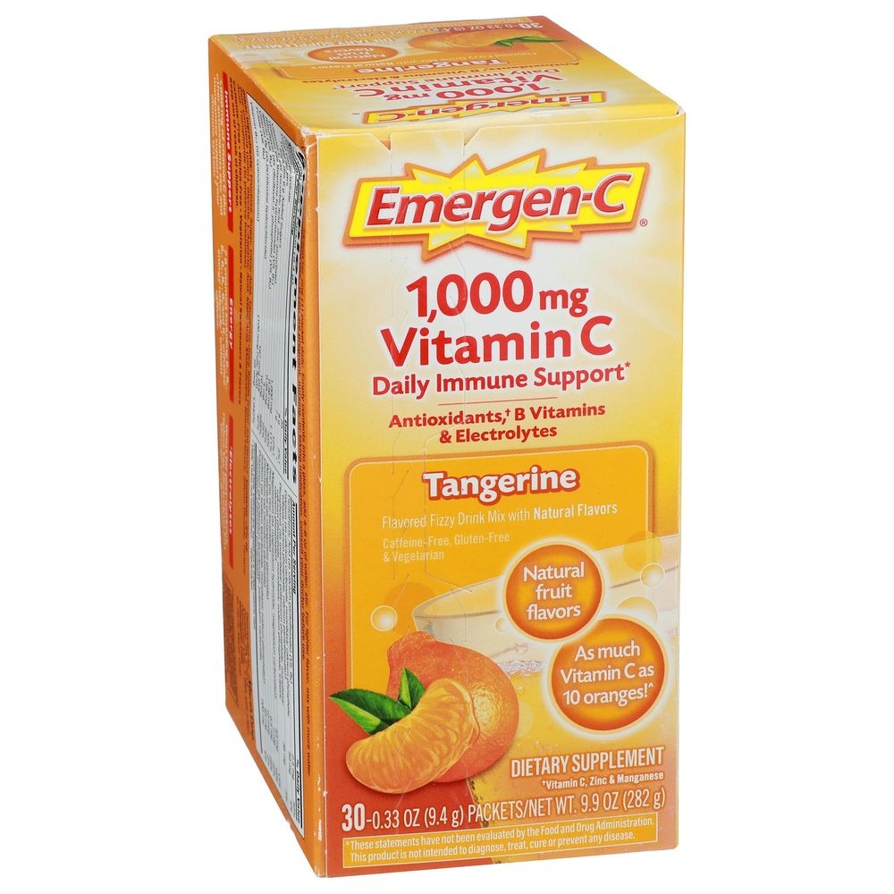 Emergen-C Vitamin C 1000mg Tangerine Daily Immune Support Drink Mix, 30 count -- 3 per case