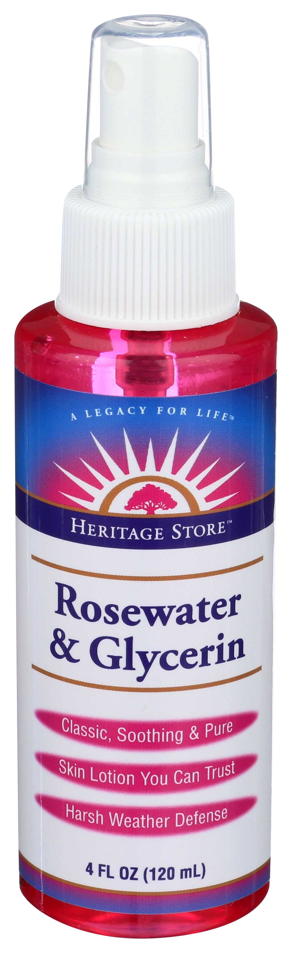 Heritage Store Rosewater and Glycerin Body Oil with Atomizer, 4 Fluid Ounce