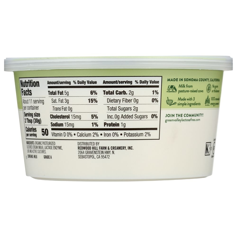 Green Valley Organic Lactose Free Sour Cream, 12 Ounce -- 6 per case.