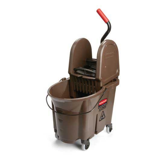 Rubbermaid WaveBrake Yellow Down Press Bucket with Wringer, 35 Quart