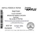Sausages By Amylu Breakfast Maple Chicken Patties, 10 Pound