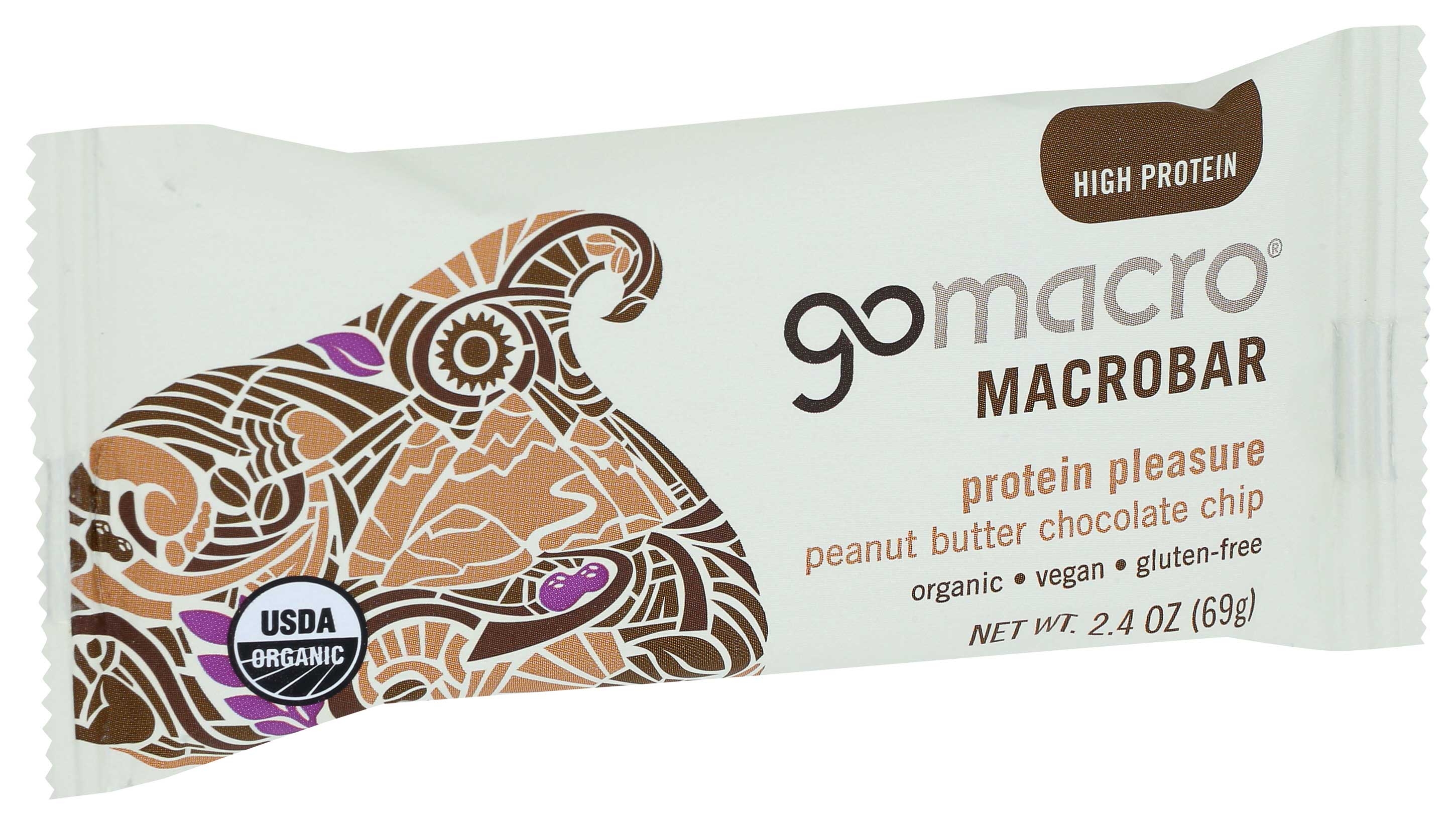 Go Macro Organic Protein Pleasure Peanut Butter Chocolate Chip Macrobar, 2.5 Ounce -- 12 per case.