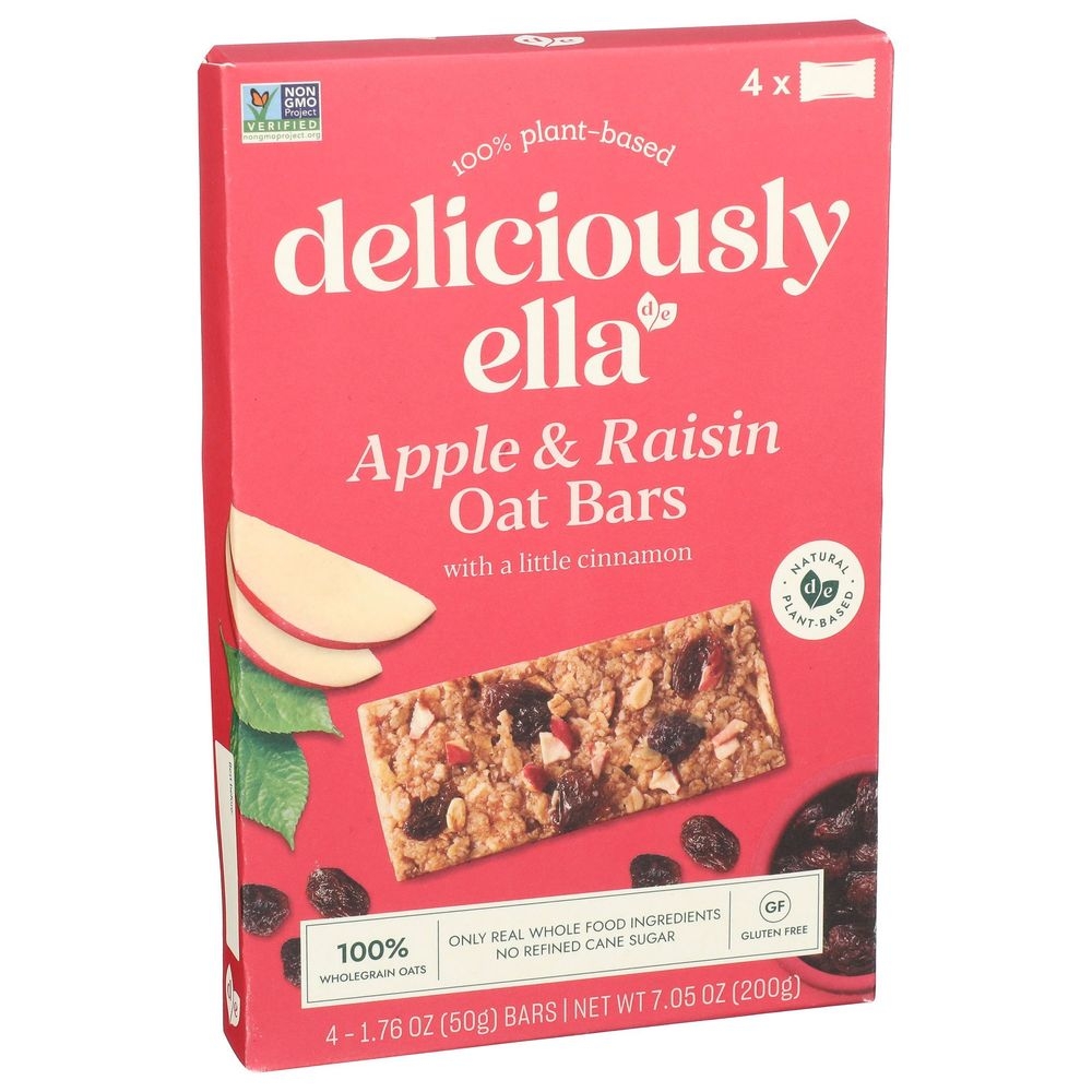 Deliciously Ella 1.76 Ounce Apple And Raisin Oat Bar, 4 Count -- 12 Per Case