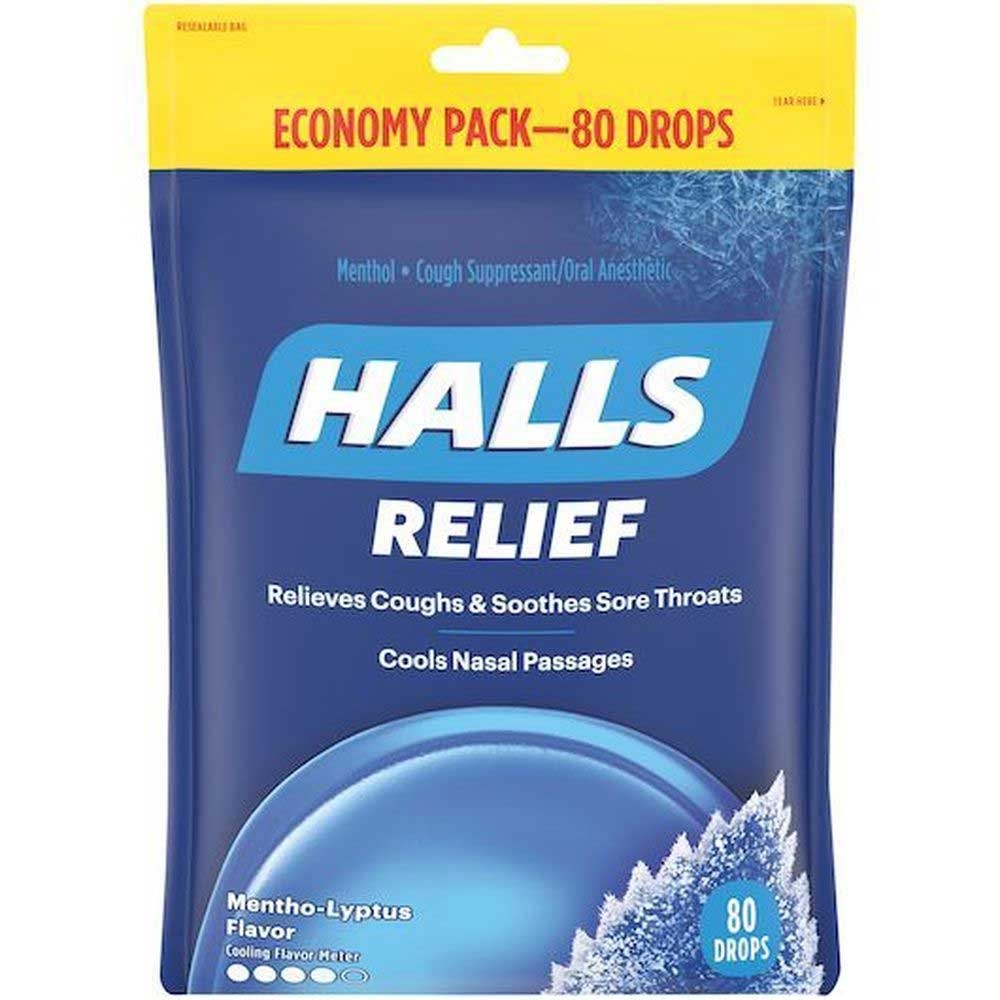 Halls Regular Menthol Lyptus Cough Drops, 80 Count -- 12 Per Case