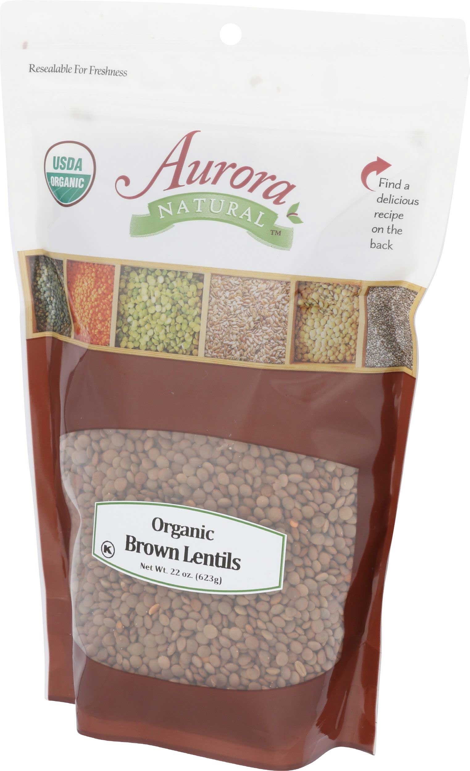 Aurora Natural Organic Brown Lentils, 22 Ounce -- 10 per case