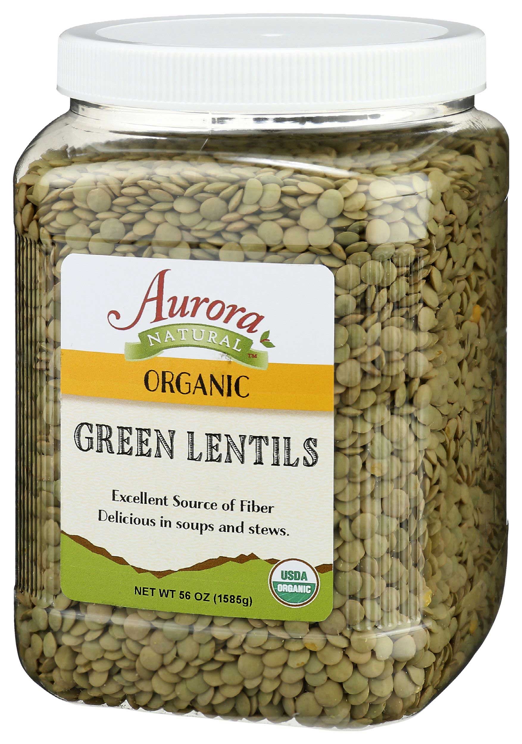 Aurora Natural Organic Green Lentils, 56 Ounce -- 6 per case