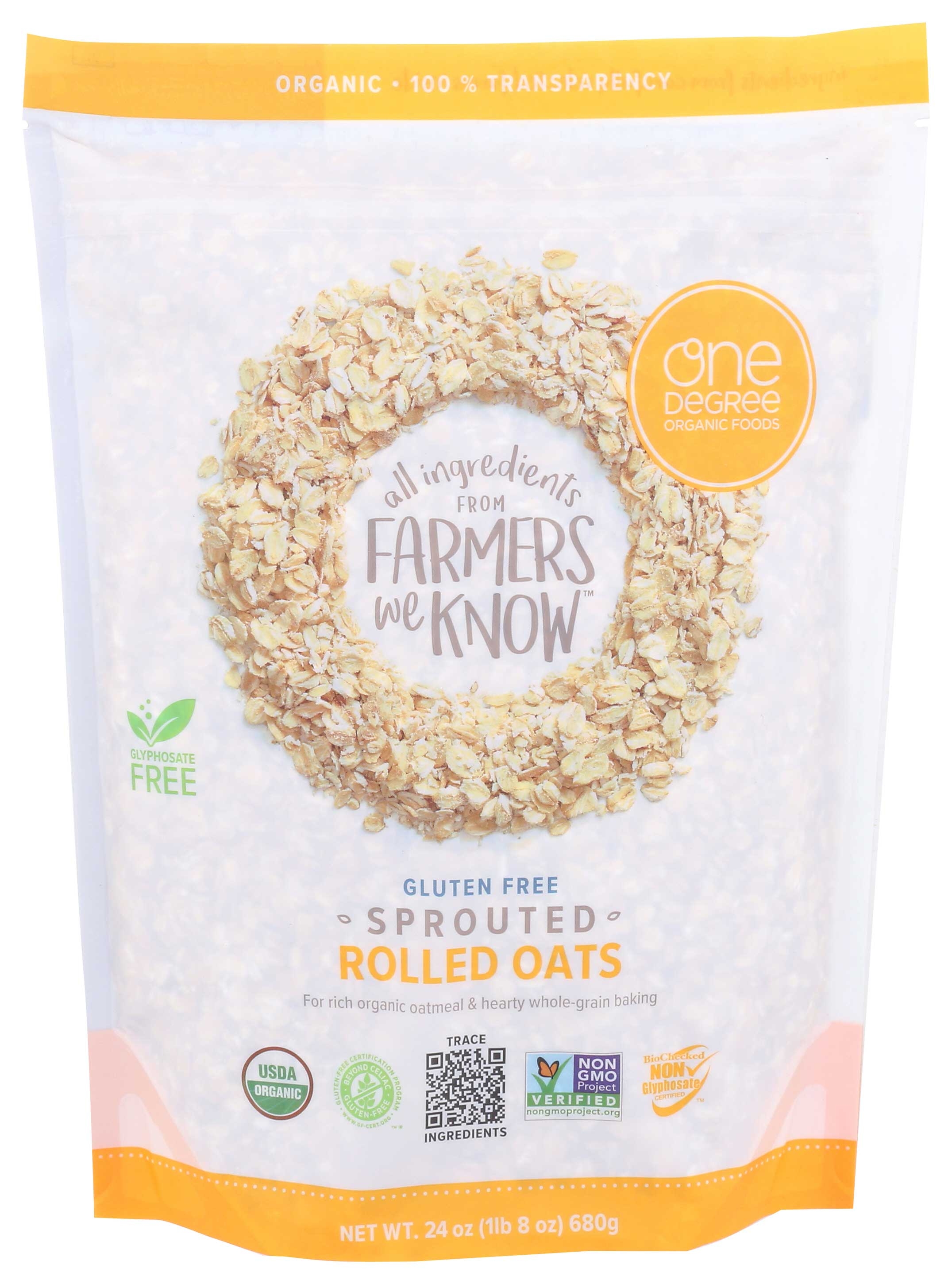 One Degree Sprouted Rolled Oats, 24 Ounce -- 4 per case