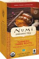 Numi Organic Three Roots Turmeric Tea, 12 tea bags per pack -- 6 per case.