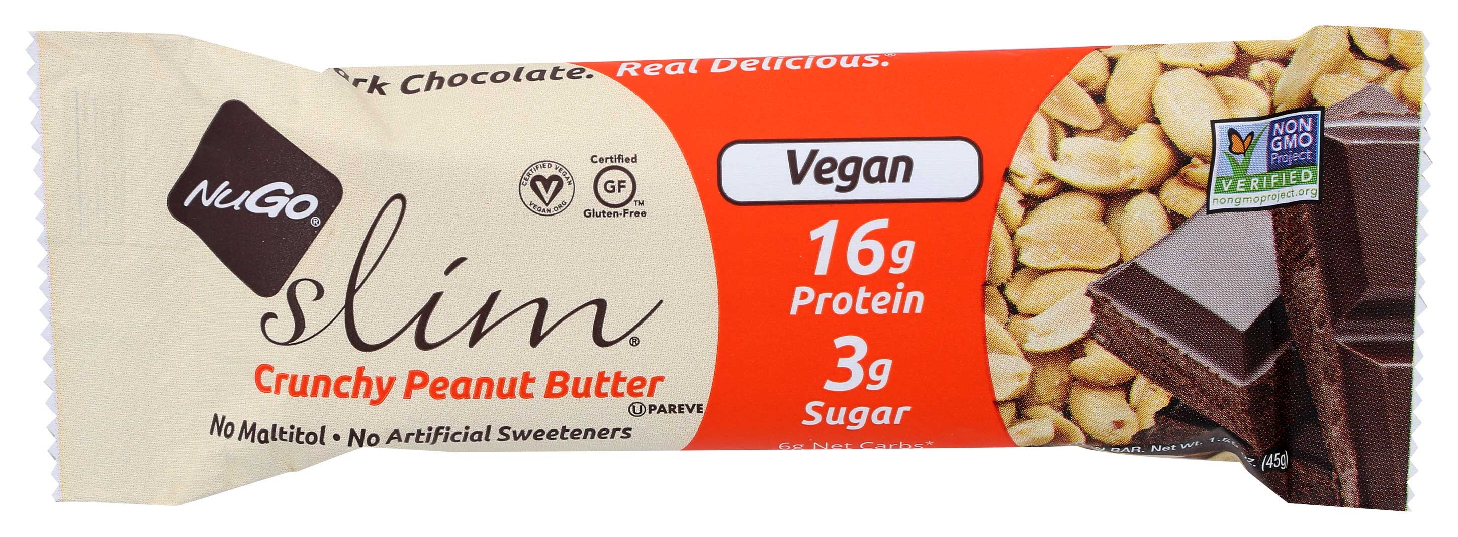 Nugo Slim Crunchy Peanut Butter Nutrition Bar, 1.59 Ounce -- 12 per case.