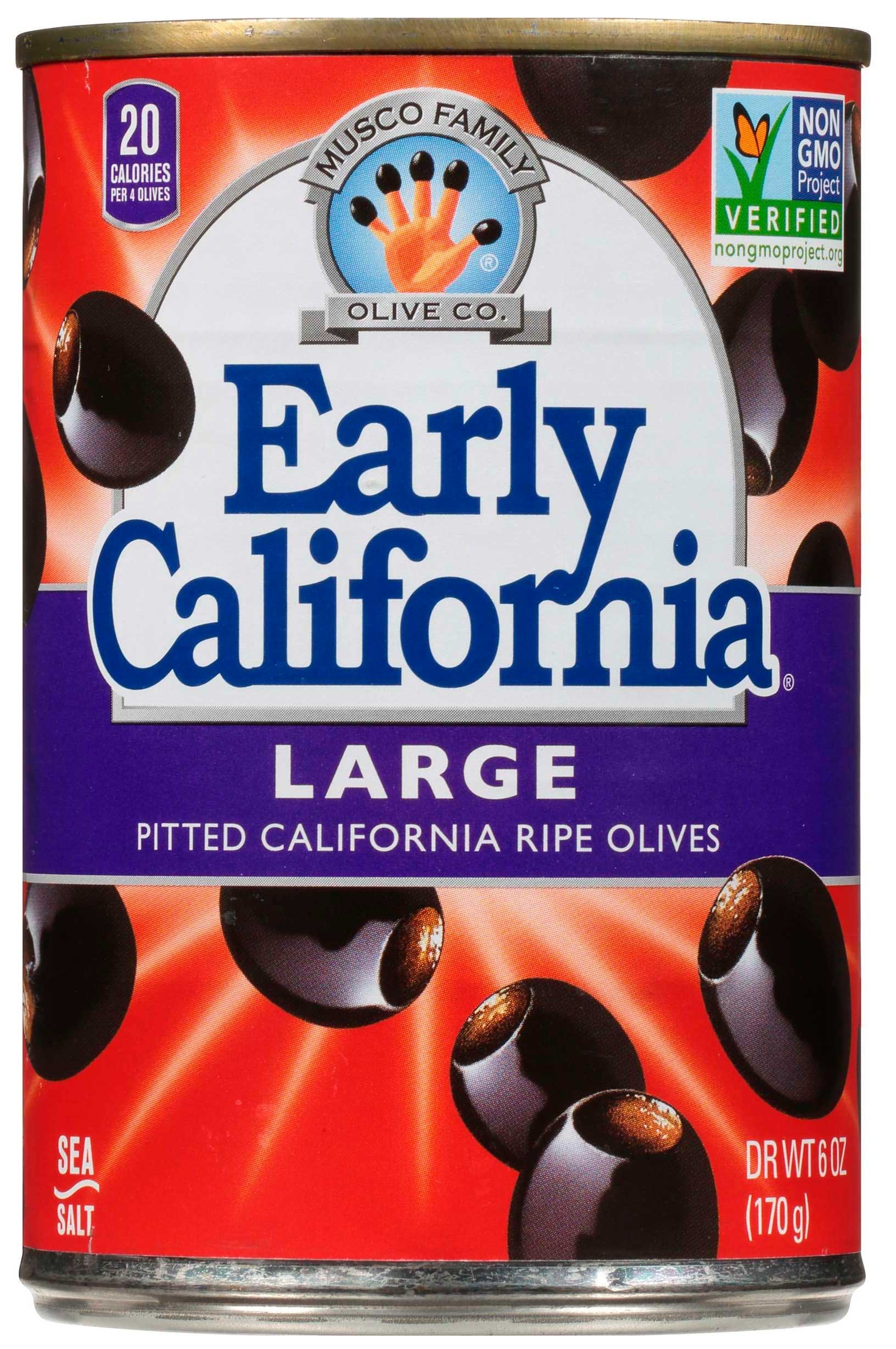 Early California Large Pitted Black Ripe Olives, 6 Ounce -- 12 Per Case