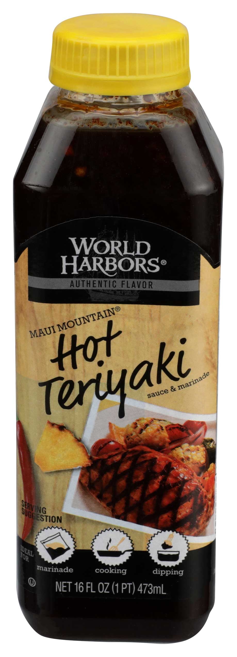 World Harbors Maui Mountain Hot Teriyaki Sauce and Marinade, 16 Ounce -- 6 per case