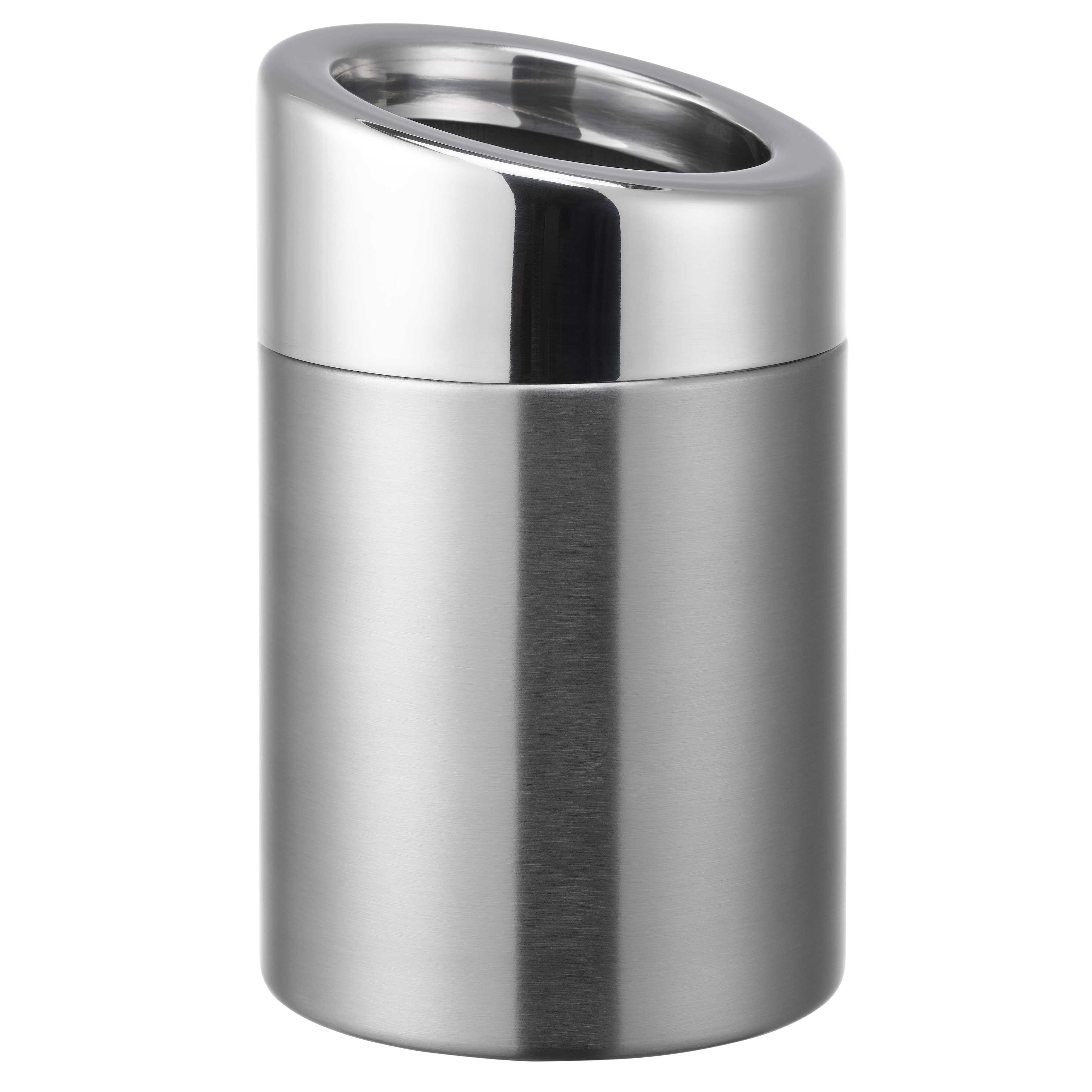 Service Ideas Brushed Stainless Mini Tabletop Trash Can, 1.5 Liter