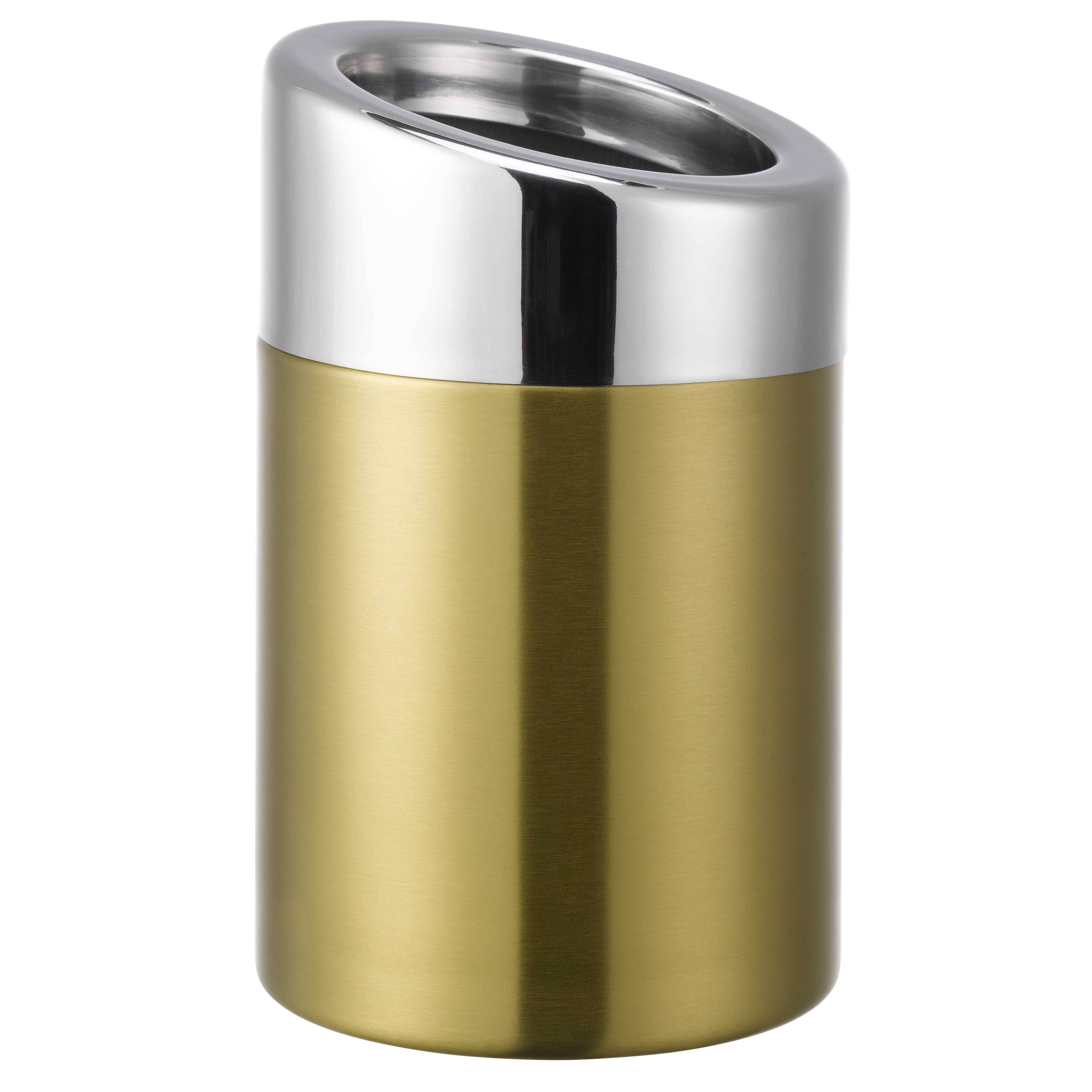 Service Ideas Vintage Gold Mini Tabletop Trash Can, 1.5 Liter