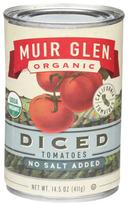 Muir Glen Diced Tomatoes No Salt Added - 14.5 ounce  -- 12 per case.