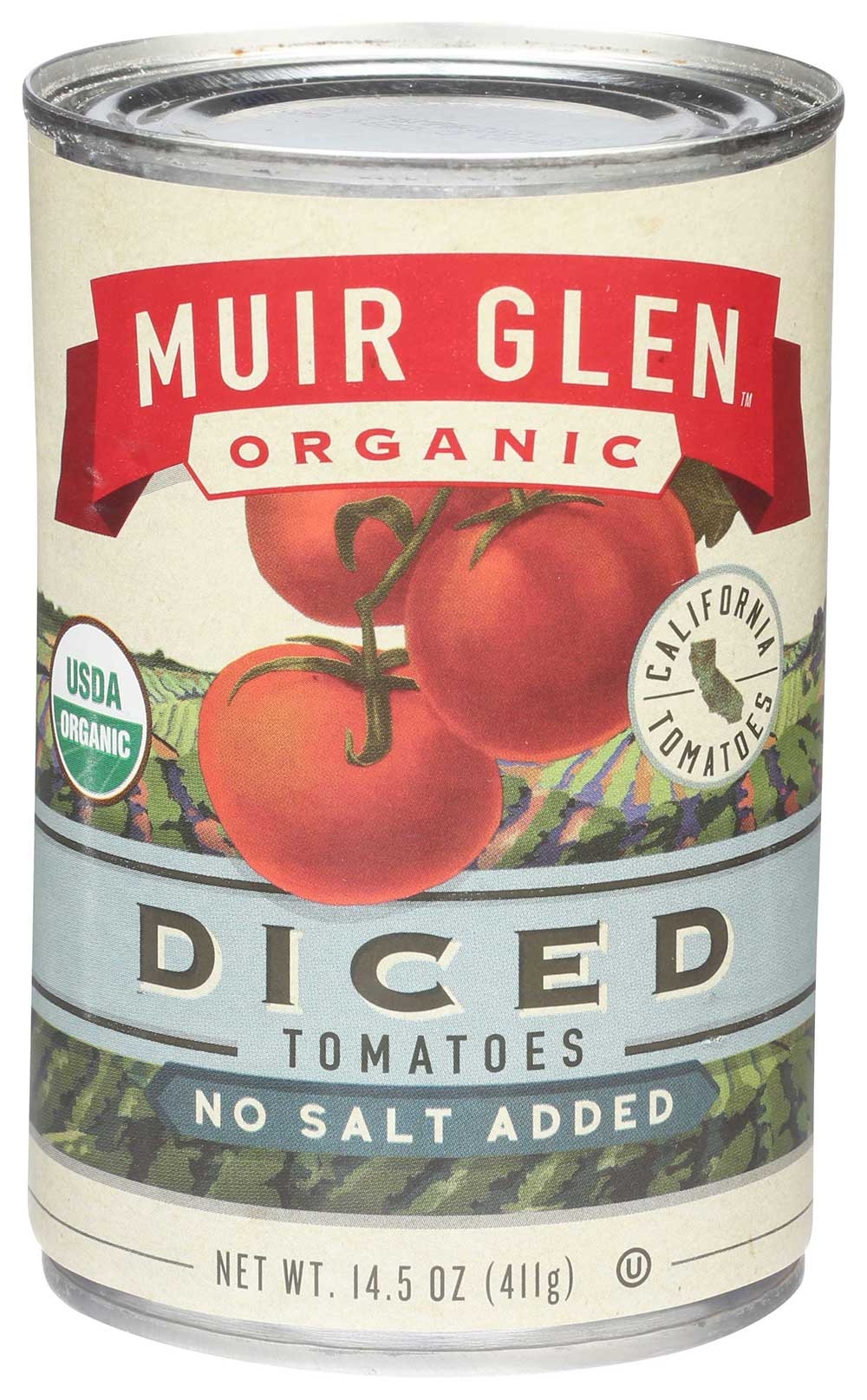 Muir Glen Diced Tomatoes No Salt Added - 14.5 ounce  -- 12 per case.
