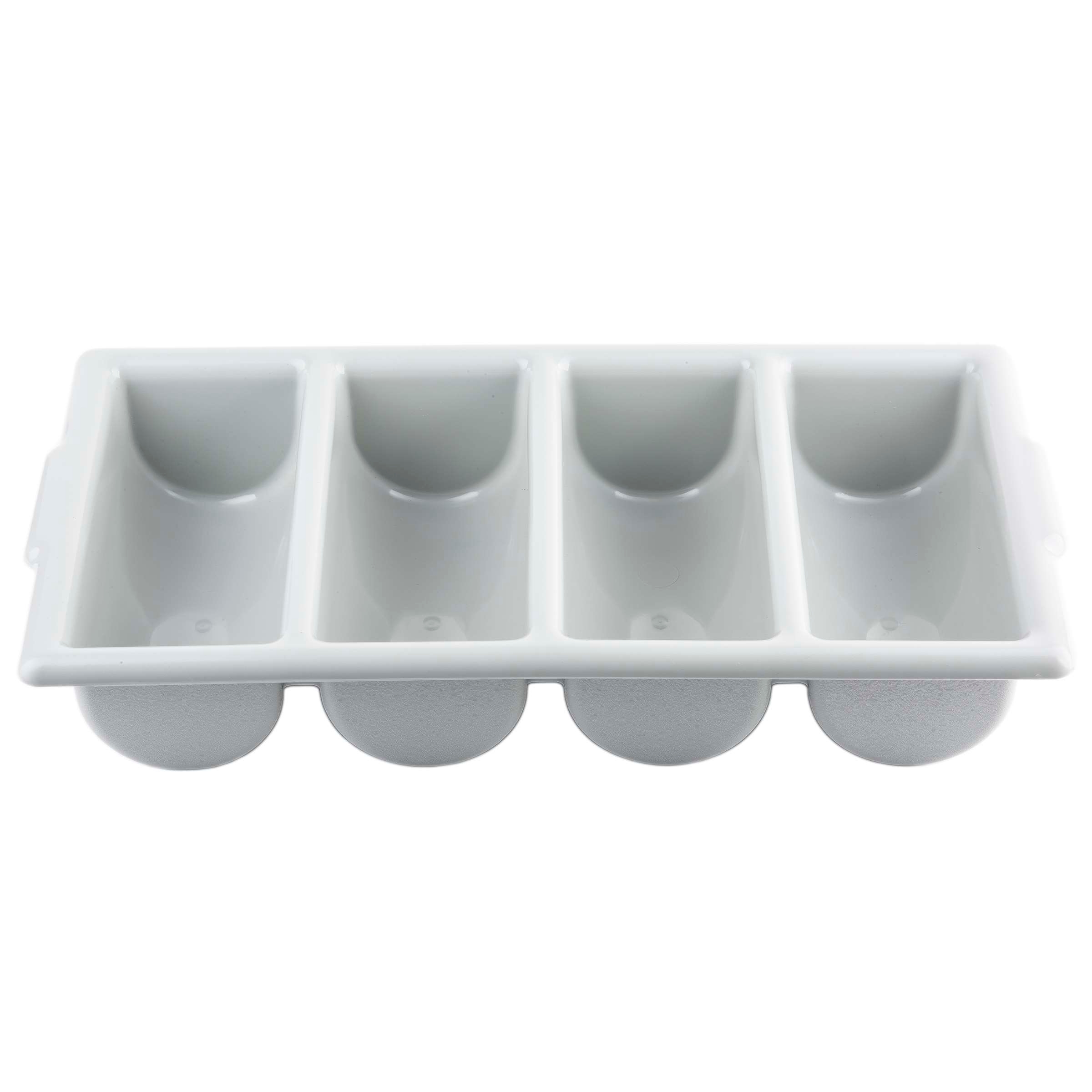 Tablecraft High Density Polyethylene Gray Silverware Cutlery Bin - 4 Compartment, 21 x 12 x 4 inch.