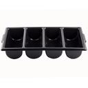 Tablecraft Polyethylene Black 4 Compartment Cutlery Bin, 21.75 x 11.75 x 3.75 inch -- 12 per case