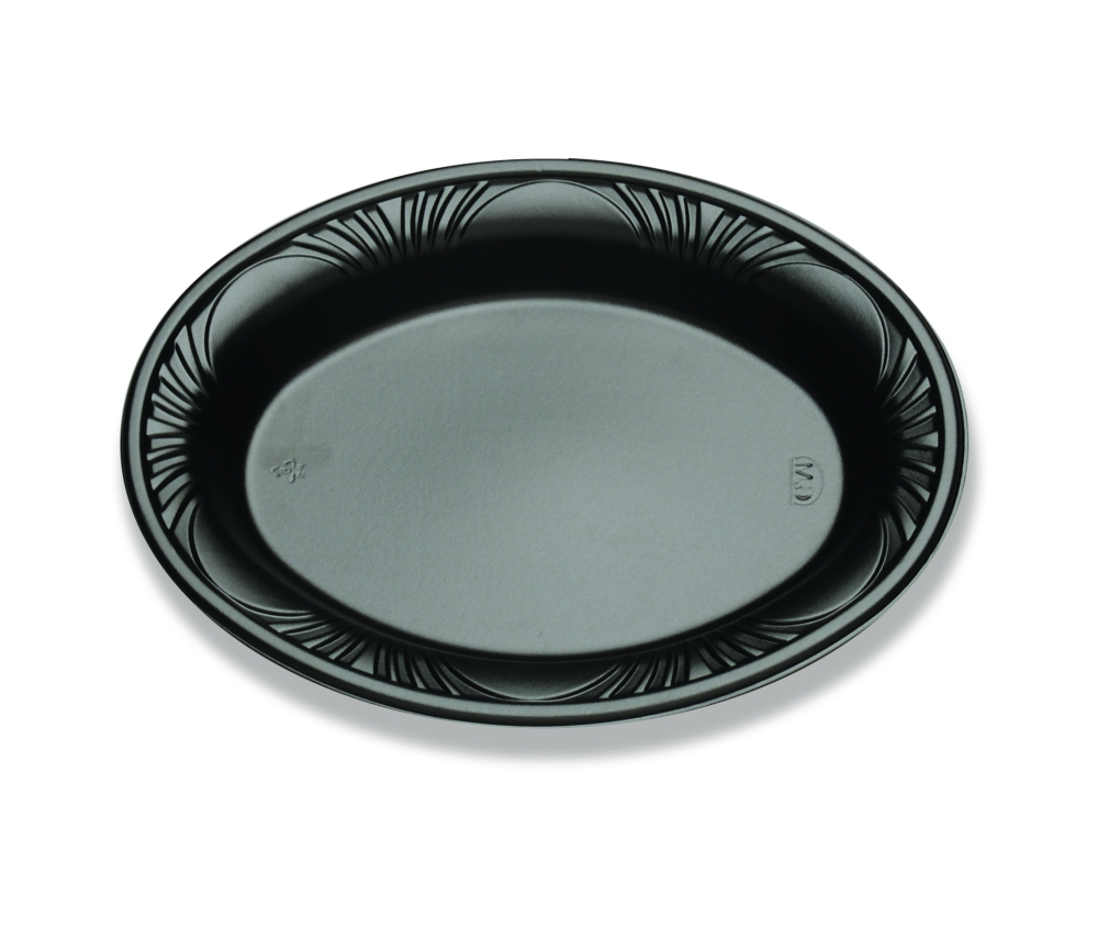 D and W Fine Pack Plastic Black Deep Oval Platter, 8 x 11 inch -- 500 per case.