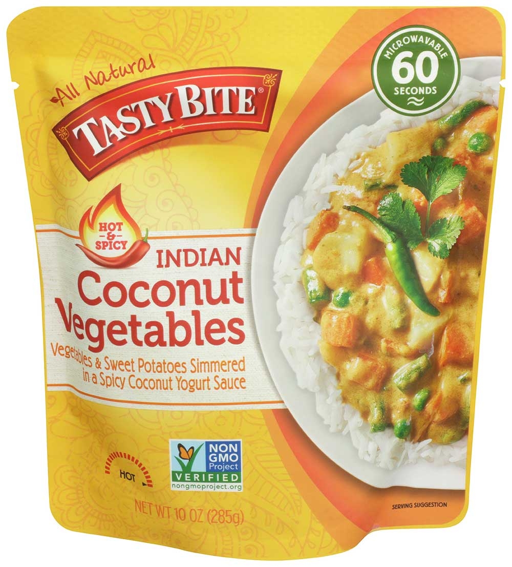 Tasty Bite Hot and Spicy Indian Coconut Vegetables Entree, 10 Ounce -- 6 per case.