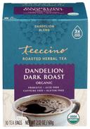 Teeccino Dandelion Dark Roast Herbal Coffee - 10 bags per pack -- 6 packs per case.