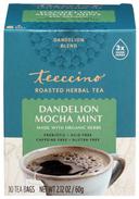 Teeccino Organic Dandelion Mocha Mint Herbal Tea, 10 tea bags per pack -- 6 per case.