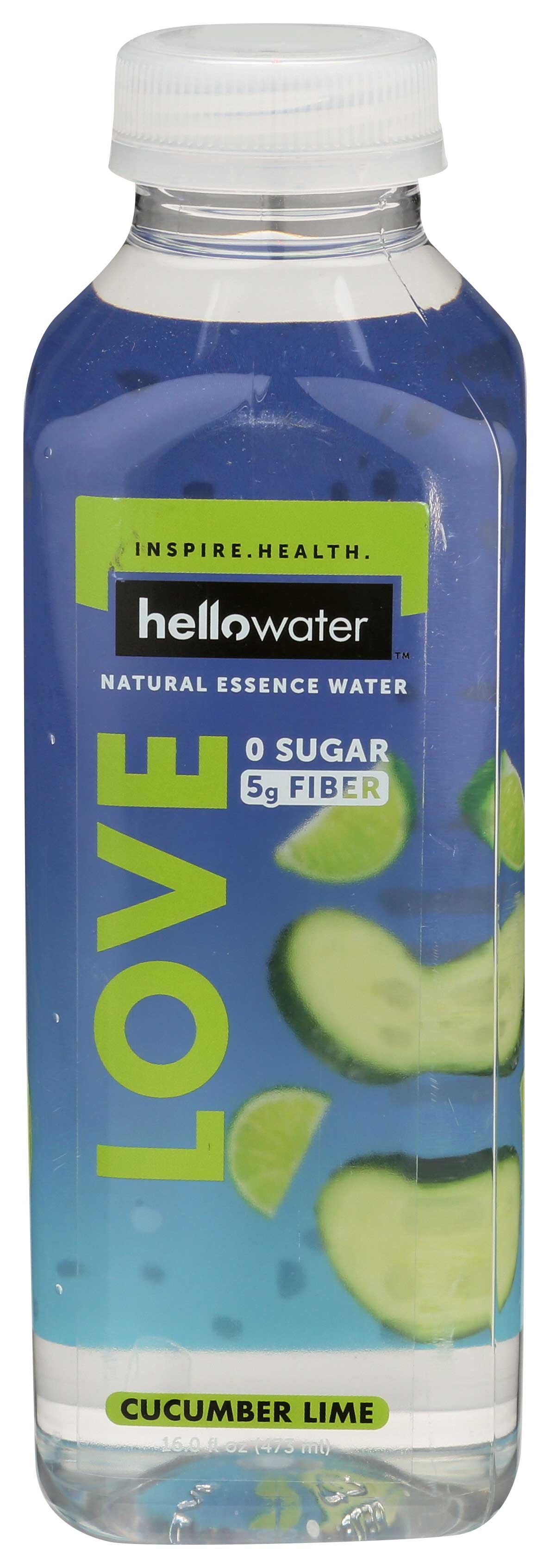 Hellowater Love Cucumber Lime Natural Essence Water, 16 Ounce -- 12 per case