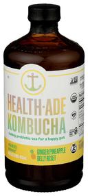 Health-Ade Plus Organic Ginger and Pineapple Belly Reset Kombucha, 16 Fluid Ounce -- 12 per case