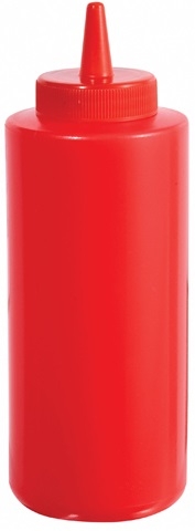 Winco Red Regular Squeeze Bottle, 8 Ounce -- 6 Per Case