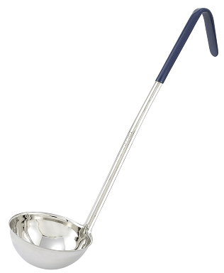 Winco Stainless Steel Blue Handle Ladle, 8 Ounce -- 12 Per Case