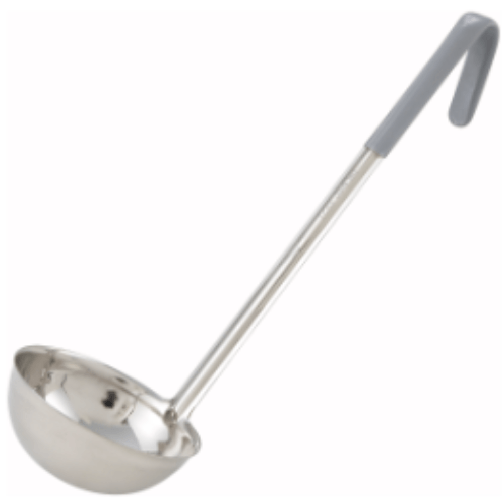 Winco Stainless Steel Gray Handle Ladle, 12 Ounce -- 12 Per Case