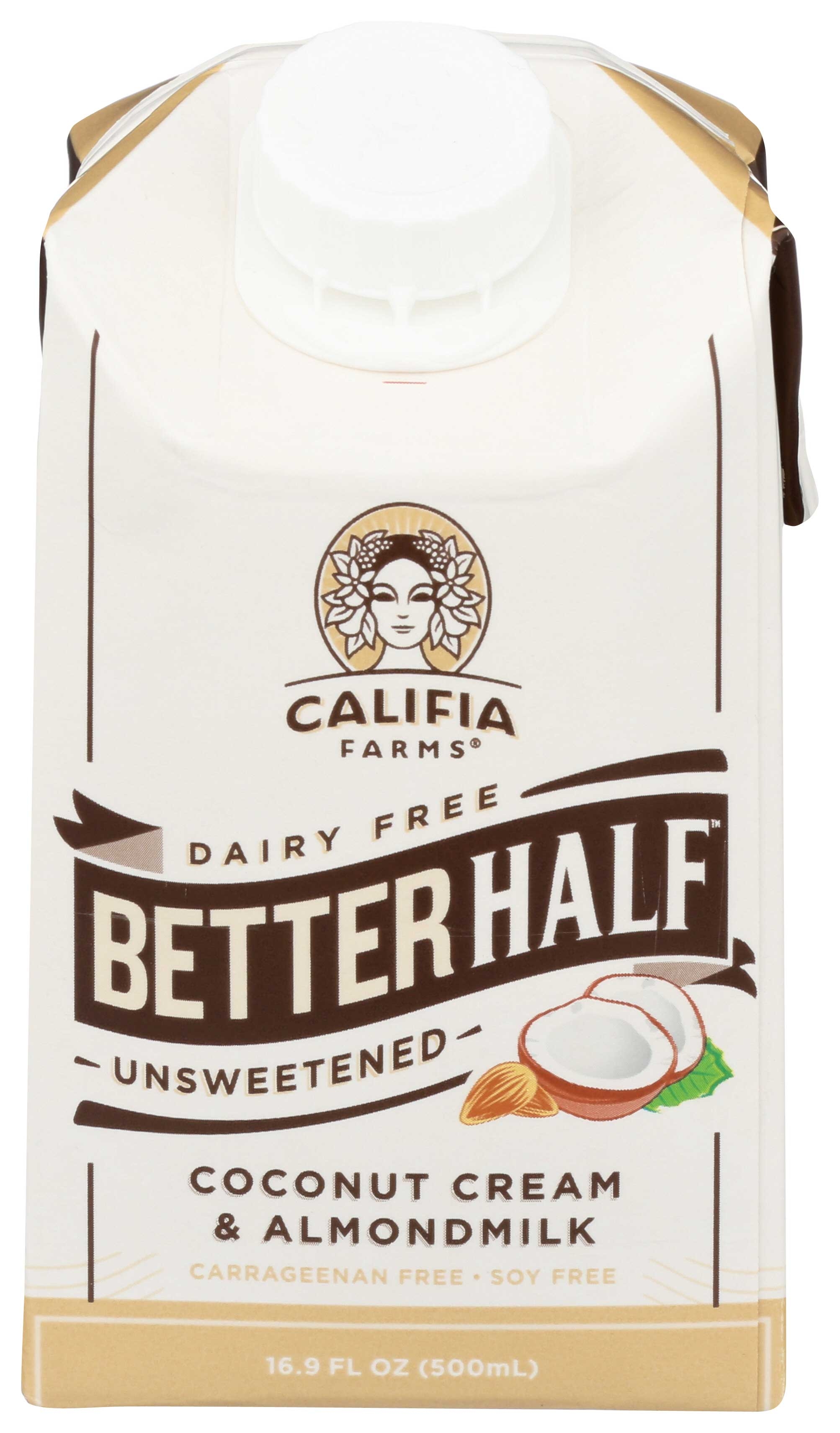 Califia Farms Better Half Unsweetened Coconut Cream and Almond Milk, 16.9 Ounce -- 6 per case
