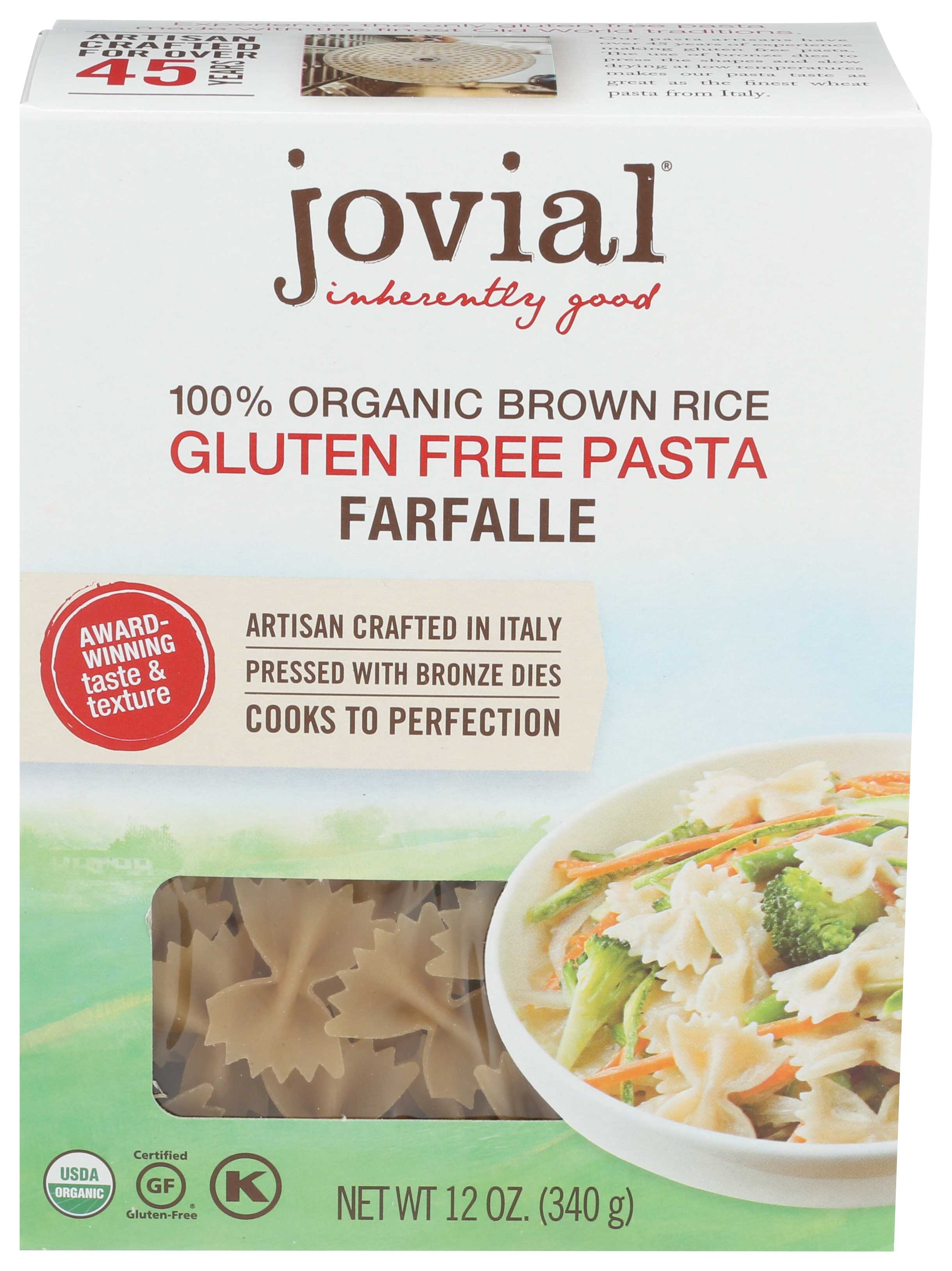 Jovial Organic Brown Rice Farfalle Pasta, 12 Ounce -- 12 Per Case
