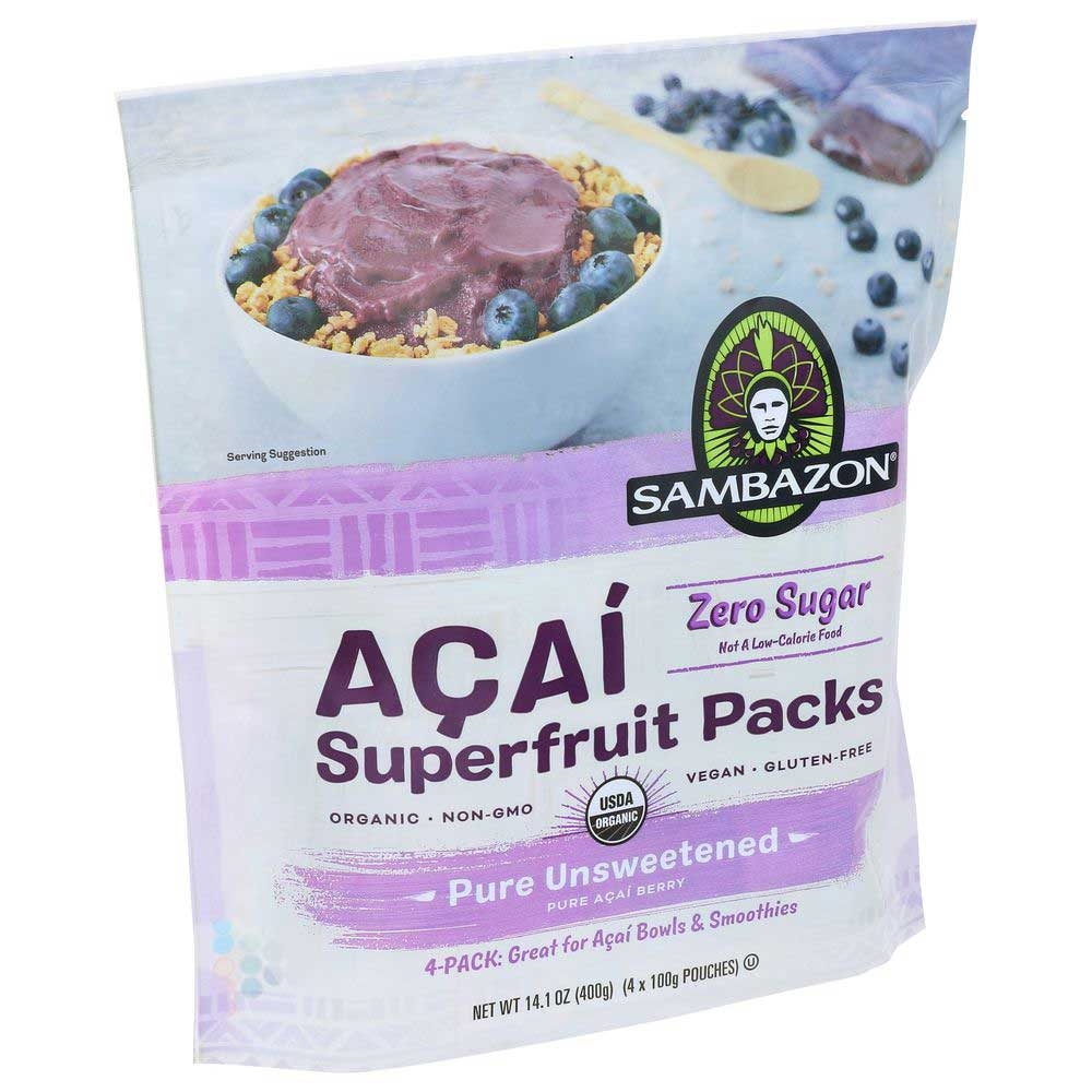 Sambazon Organic Acai Pure Unsweetened Superfruit Smoothie, 14.1 Ounce -- 10 Per Case
