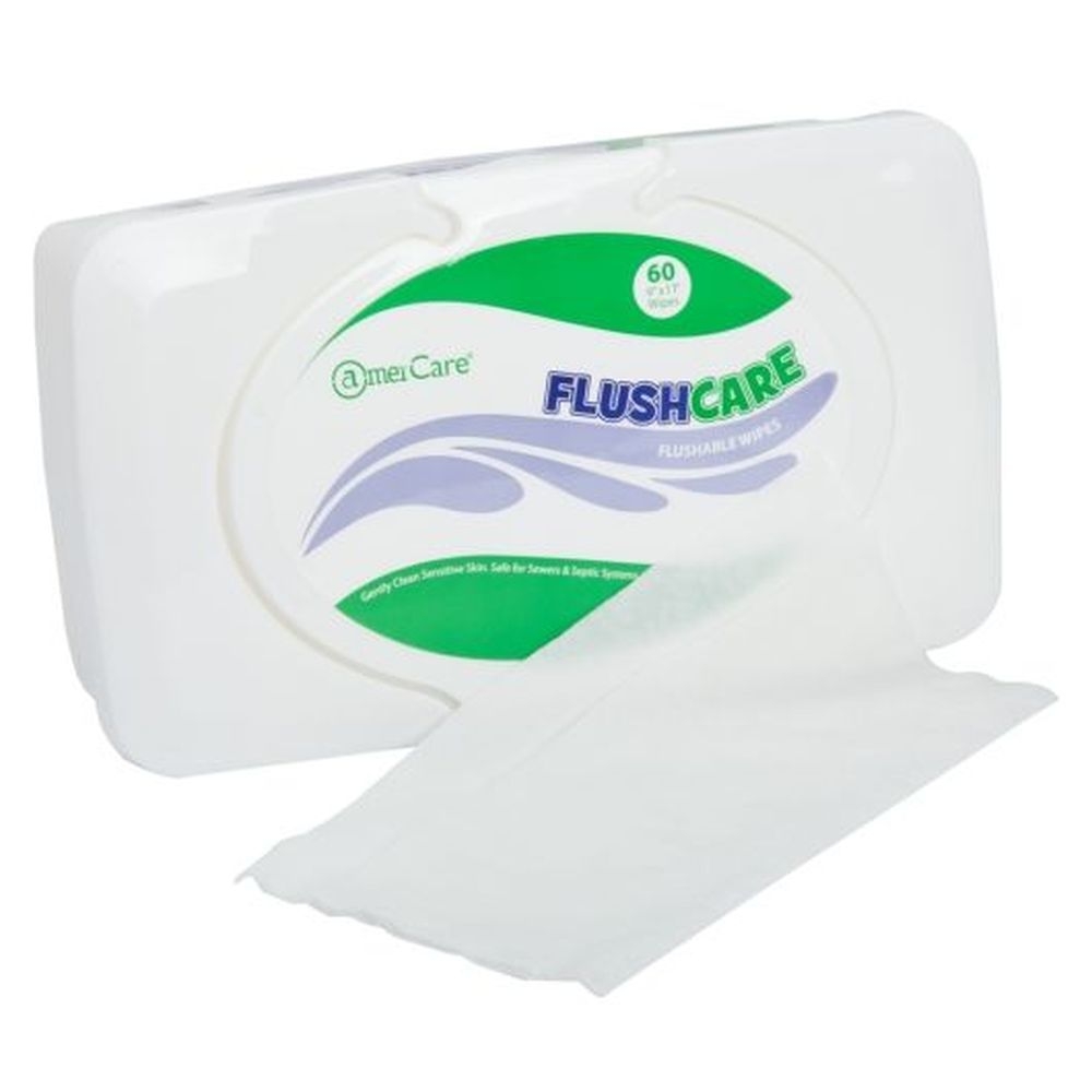 AmerCareRoyal 9 x 11 inch Spunlace Flushable Wipes, 60 count -- 9 per case