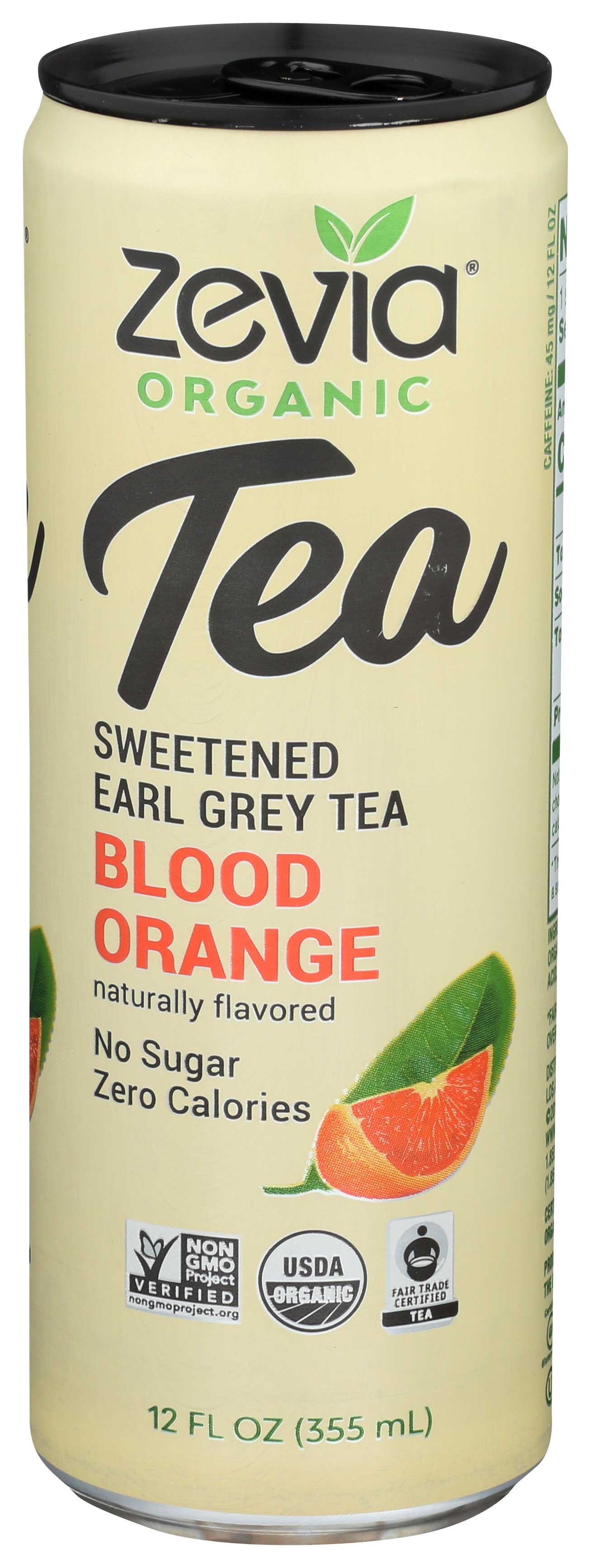 Zevia Organic Sweetened Blood Orange Earl Grey Tea, 12 Fluid Ounce -- 12 per case