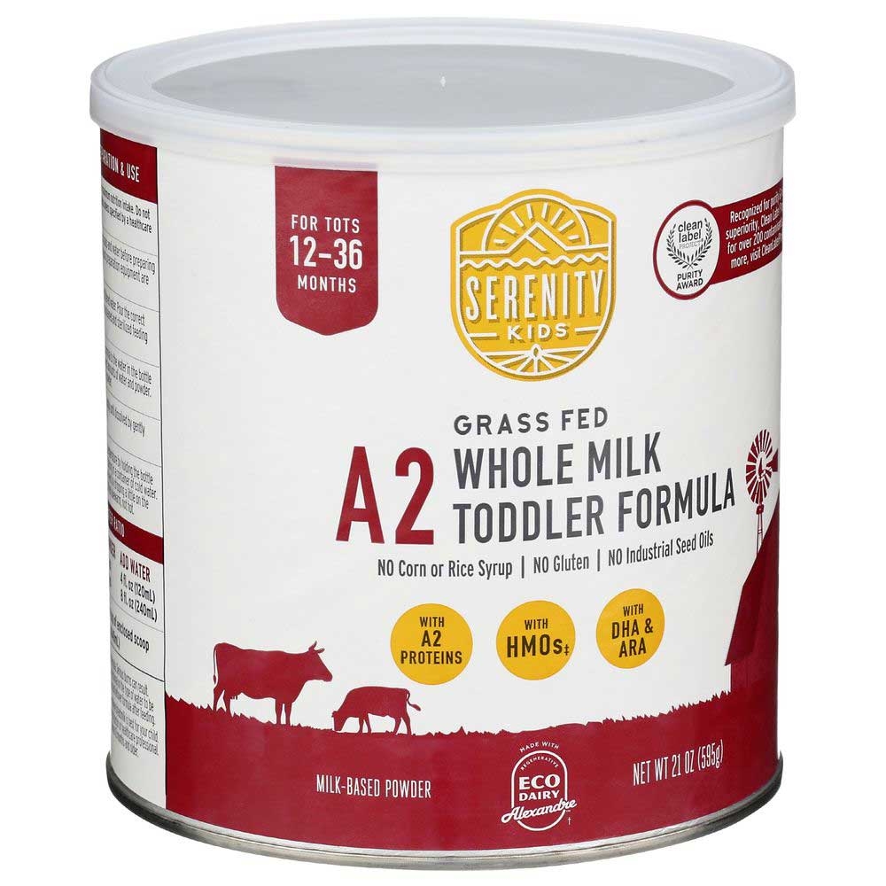 Serenity Kids Grass Fed A2 Whole Milk Toddler Formula, 21 Ounce