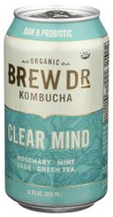 Brew Dr. Kombucha Organic Clear Mind Kombucha, 12 Fluid Ounce - 4 per pack -- 6 packs per case
