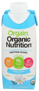 Orgain Organic Protein Vanilla Bean Protein Shake, 11 Fluid Ounce -- 12 per case