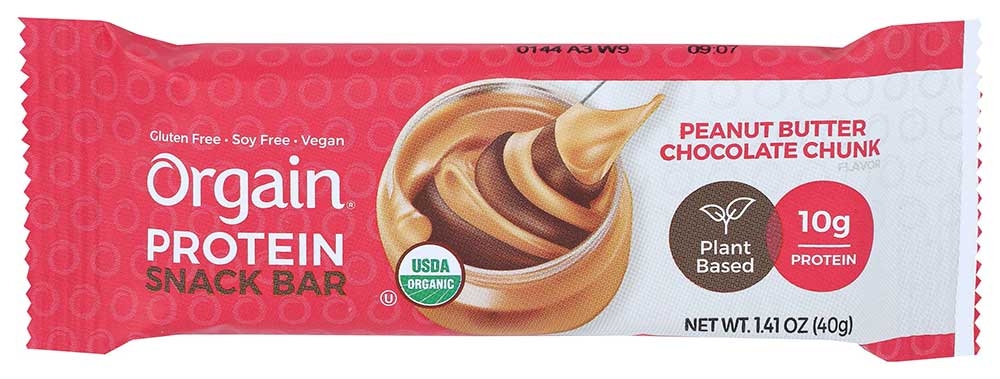 Orgain Organic Peanut Butter Chocolate Chunk Protein Bar, 1.41 Ounce -- 12 per case.