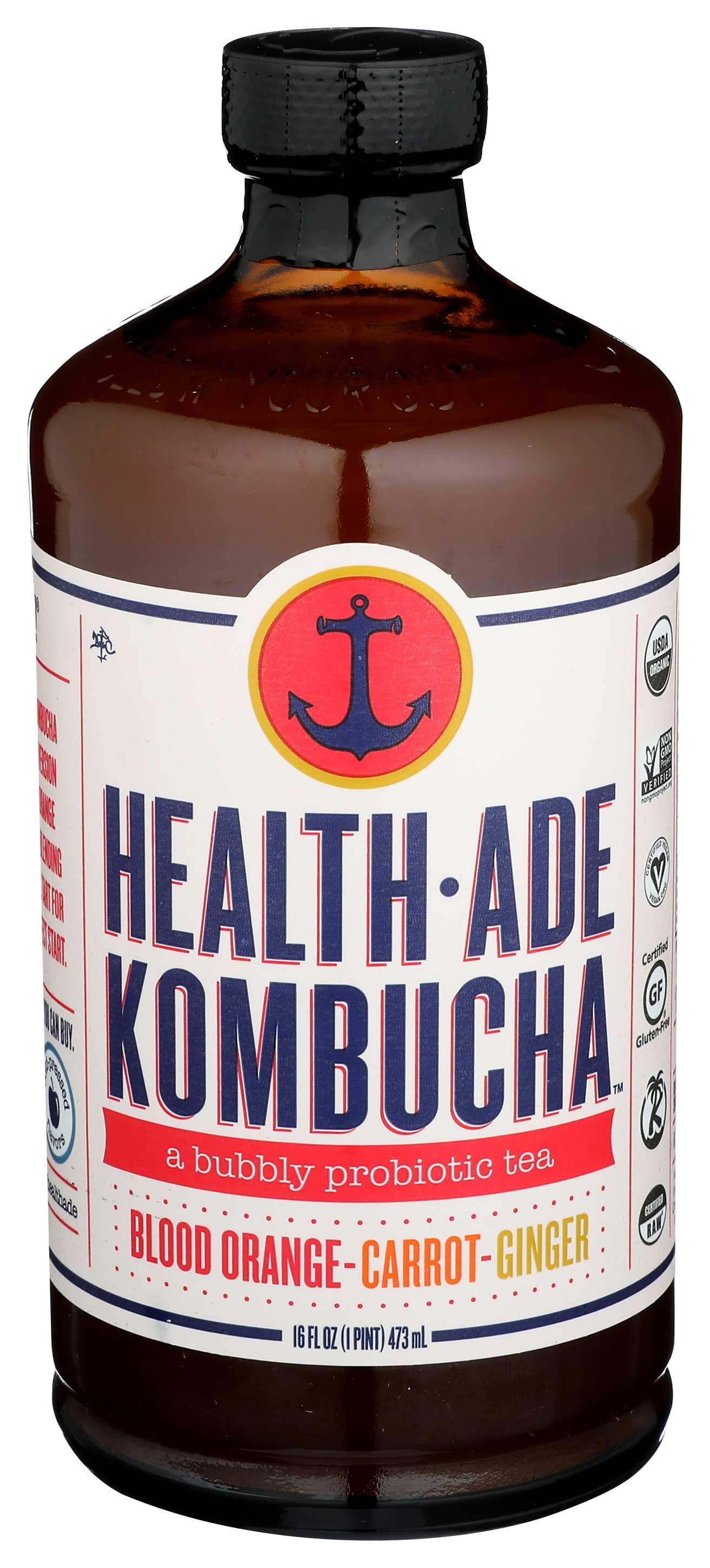 Health Ade Organic Blood Orange Carrot Ginger Kombucha, 16 Fluid Ounce -- 12 per case