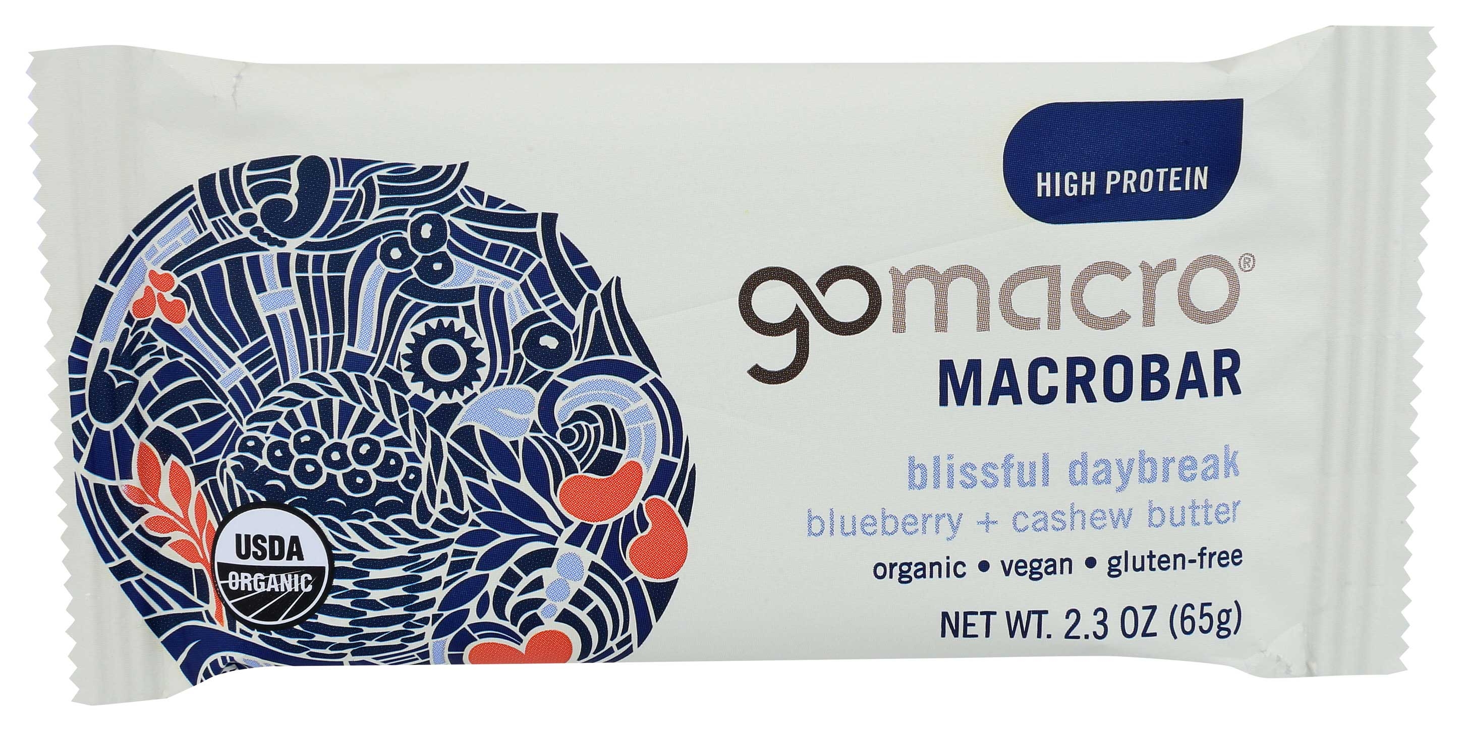 Gomacro Organic Blueberry and Cashew Butter Macro Bar, 2.3 Ounce -- 12 per case